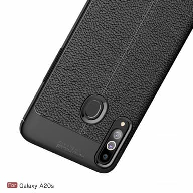 Samsung Galaxy A20s TPU skal Litchi Texture - Svart