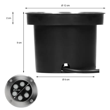 ECD Germany-paket med 10 LED-infällda golvlampor 5W - varmvit 3000K - 230V -