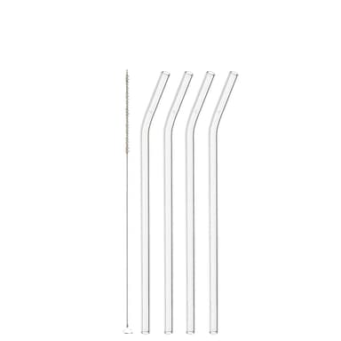 Sugrör Glas 23cm 4-pack kink + Borste