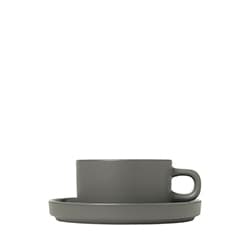 PILAR Set med 2 tekoppar och fat, Pewter