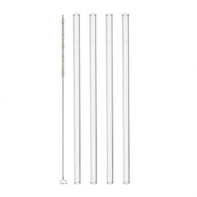 Sugrör Glas 4-pack + Borste