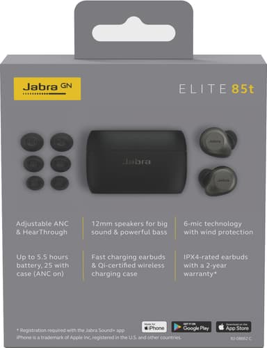 Jabra Elite 85T True Wireless hörlurar (svart/titan)