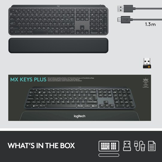 Logitech MX Keys Plus trådlöst tangentbord (grafitsvart)