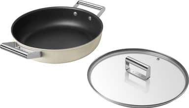 Smeg 50's Style djup stekpanna med lock 28 cm CKFD2811CRM (gräddvit)