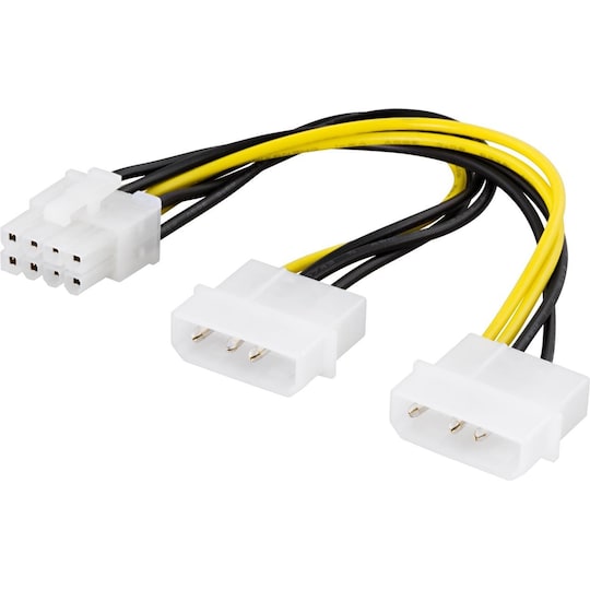 DELTACO adapterkabel, 2xMolex 4-pin till 8-pin PCI-Express, 30 cm (SSI-62)