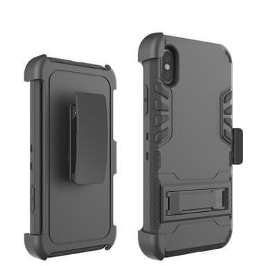 Stöttåligt skal med kortfack, inbyggt stöd och klämma till iPhone X/XS, Svart