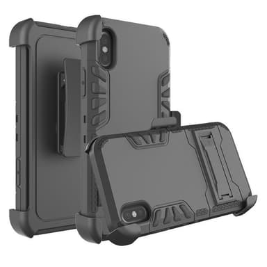 Stöttåligt skal med kortfack, inbyggt stöd och klämma till iPhone X/XS, Svart