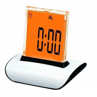 Väckarklocka med kalender och tempvisning (Vit)