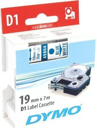 DYMO D1 märktejp standard 19mm, blått på vitt, 7m rulle (45804)