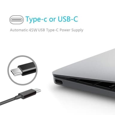 Strömadapter USB-C till Macbook Air, 45W, Svart