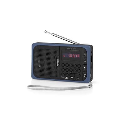 FM-radio | 3.6 W | USB-port och microSD-kortplats | Svart/blå