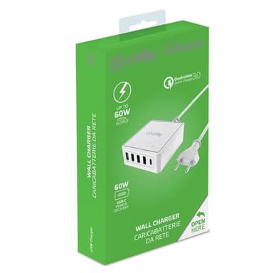 Celly Laddare 4xUSB QC3 1xUSB-PD 60W