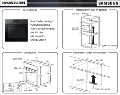 Samsung inbyggnadsugn NV68N3372BM