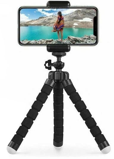 Tripod stativ till smartphone med böjbara ben, Svart