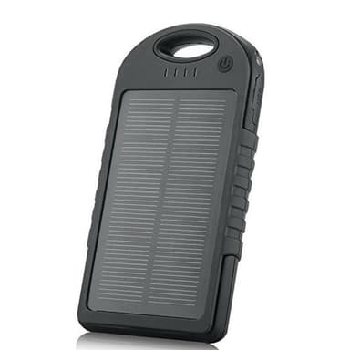 Powerbank med solcellsladdning, 5000 mAh - Svart