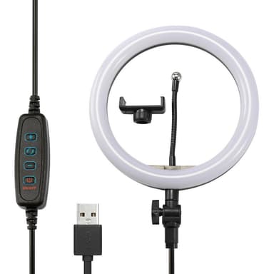 INF Selfiering med dimbara LED-lampor - Svart