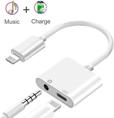 2-i-1 adapter för iPhone - Vit