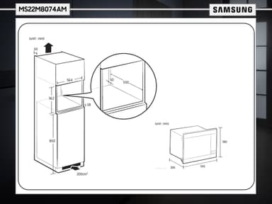 Samsung mikrovågsugn MS22M8074AM inbyggd