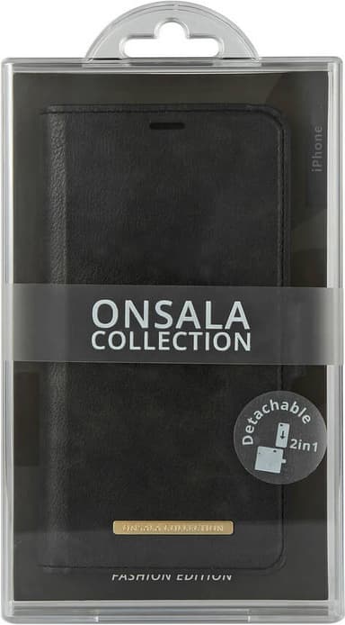 Onsala iPhone 12 / 12 Pro plånboksfodral (svart)