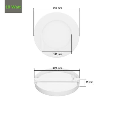 9s Set Panel LED Varm vit WW uppsättning vägglampa taklampa 18W Rund ytmonterad