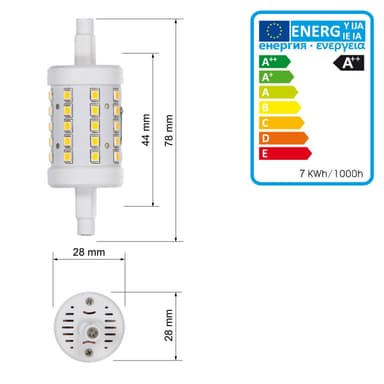 ECD Germany 10-pack R7S LED-lampor 7W 78mm lumen 480 AC 220-240V 360 °