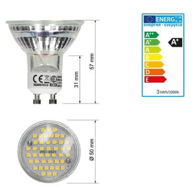ECD Germany set med 20 LED-lampor GU10 44SMD spot 3W - byt 20W glödlampa - av