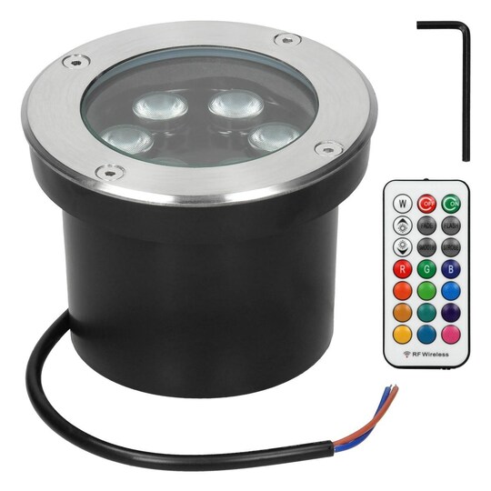 ECD Germany-paket med 10 LED-infällda golvstrålkastare RGBW med fjärrkontroll -