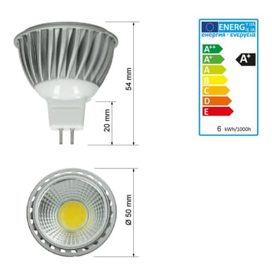 ECD Germany 20-pack LED-spot COB MR16 6W - ersatte 40W halogen - 60 °
