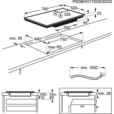 Electrolux Serie 600 Induktionshäll HHX850FNK (80cm)