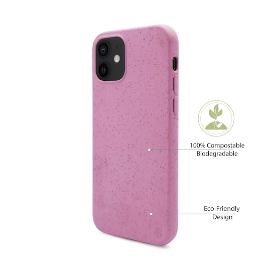 Miljövänliga Äkta Läder iPhone 12 mobilskal - Pink