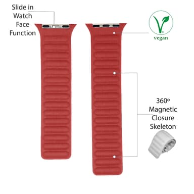 veganskt läder magnetisk Apple watch Band 42/44 mm Red