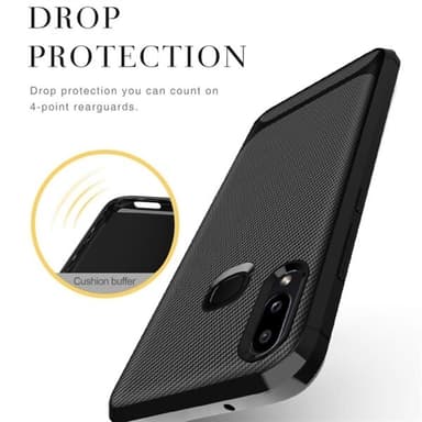 TPU skal Huawei P Smart (2019), Carbon Fiber+Svart