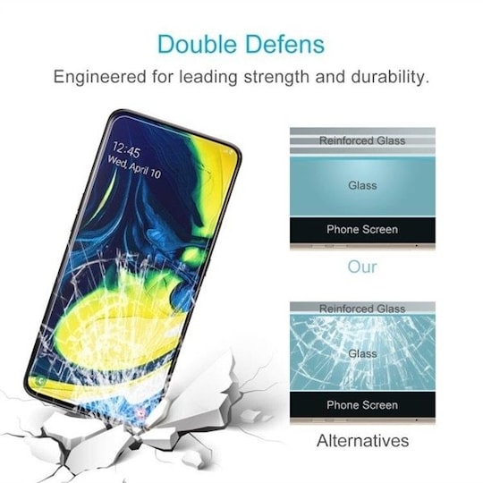 Skärmskydd i härdat glas till Galaxy A80