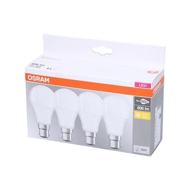 Osram LED B22d 9W Varmvitt 4-pack