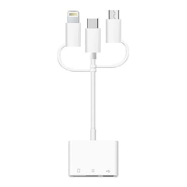 OTG Adapter USB-C / iPhone till USB 2.0 + SD / MicroSD