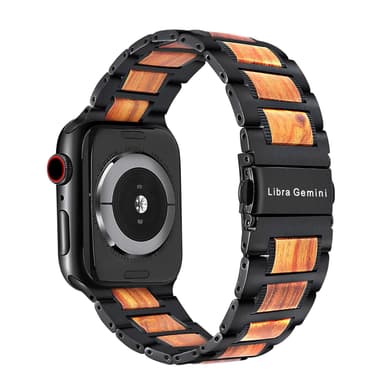 Apple Watch armband 42/44 mm i trä och rostfritt stål