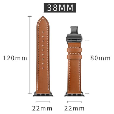 Armband till Apple Watch i äkta läder 38 mm - Brun