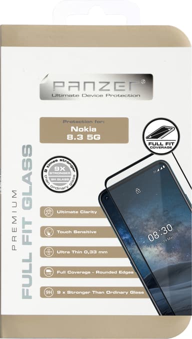 Panzer Full-Fit Nokia 8.3 skärmskydd (svart)