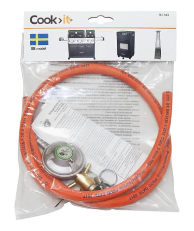 Regulator och slang 1,1 m SE inklusive spännband - förpackat