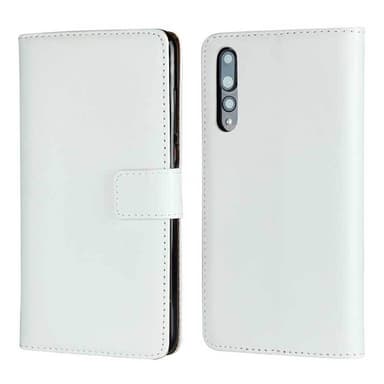 SKALO Huawei P20 Plånboksfodral Äkta Skinn - Vit