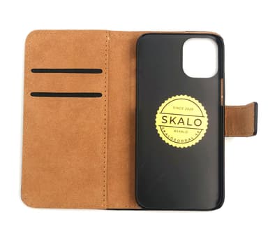 SKALO iPhone 12 Mini Plånboksfodral Äkta Skinn - Vit