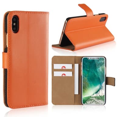SKALO iPhone XS Max Plånboksfodral Äkta Skinn - Orange