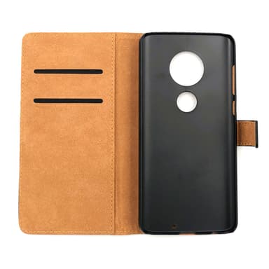 Plånboksfodral Äkta Skinn Moto G7 Plus - Vit