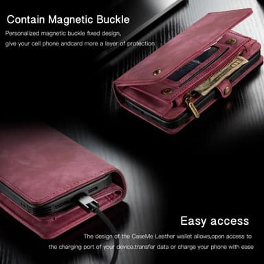 CASEME iPhone 12 / iPhone 12 Pro Retro plånboksfodral - Röd