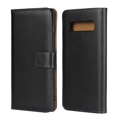 SKALO Samsung S10 Plånboksfodral Äkta Skinn - Svart