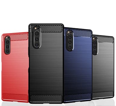 SKALO Sony Xperia 5 Armor Carbon Stöttåligt TPU-skal - Röd