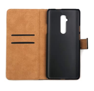 SKALO OnePlus 7T Pro Plånboksfodral Äkta Skinn - Vit