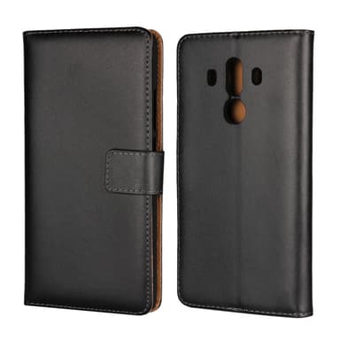Plånboksfodral Äkta Skinn Huawei Mate 10 Pro - Svart