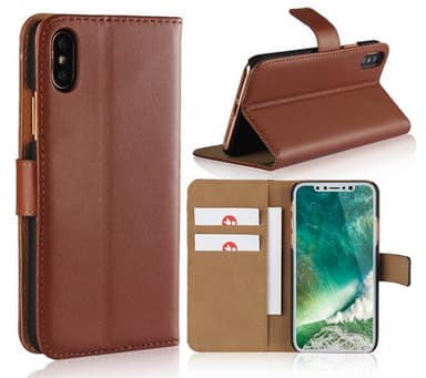 SKALO iPhone X/XS Plånboksfodral Äkta Skinn - Vit