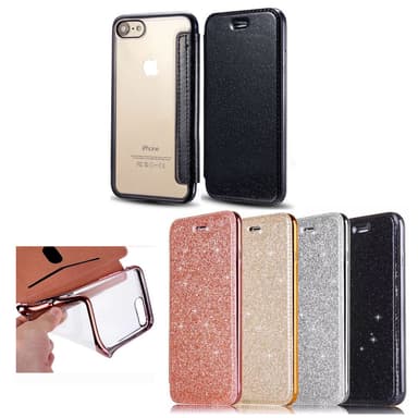 SKALO iPhone 7/8 Plånboksfodral TPU Ultraslim Glitter - Silver
